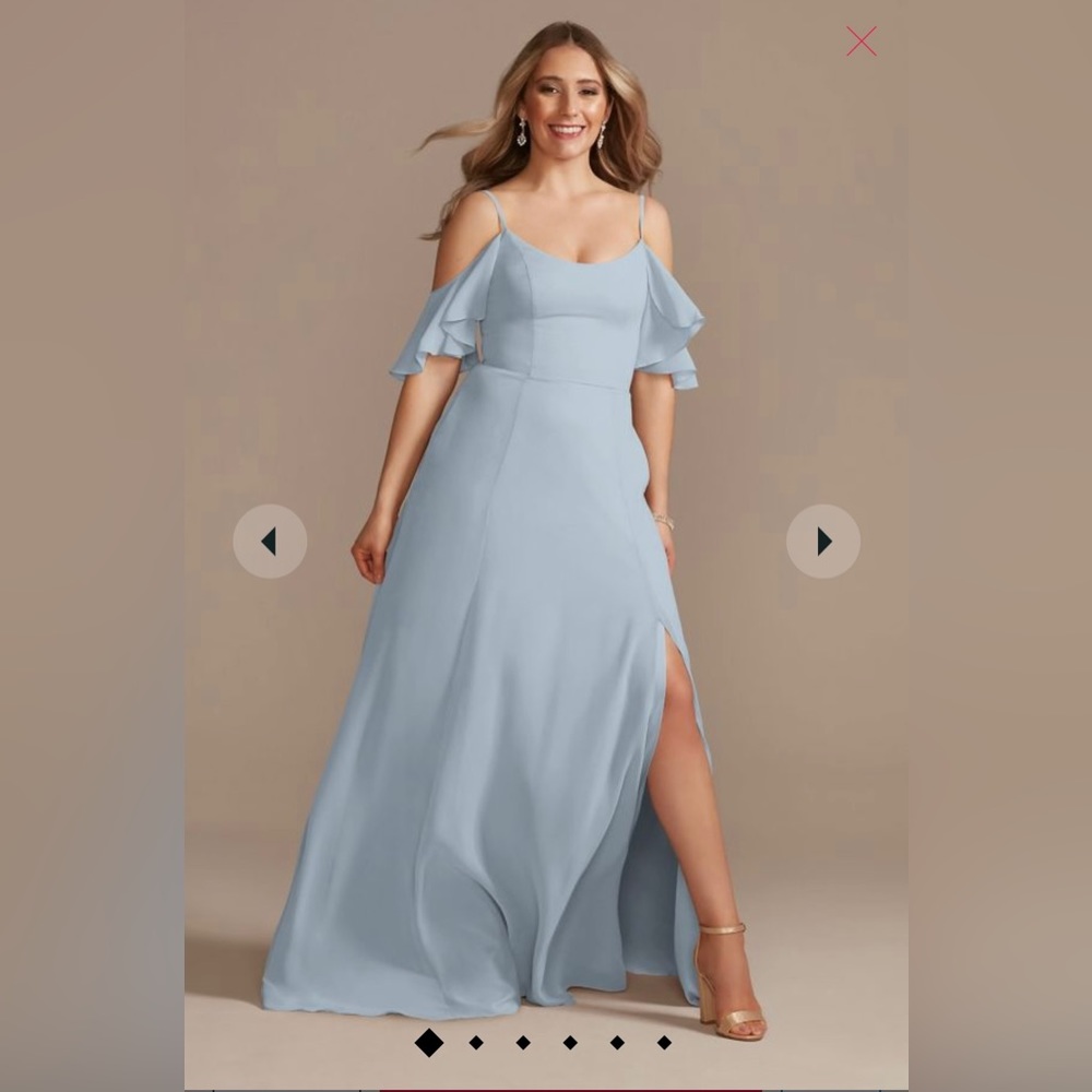 David’s Bridal cold-shoulder long chiffon bridesmaid dress, 12

STYLE# F20365